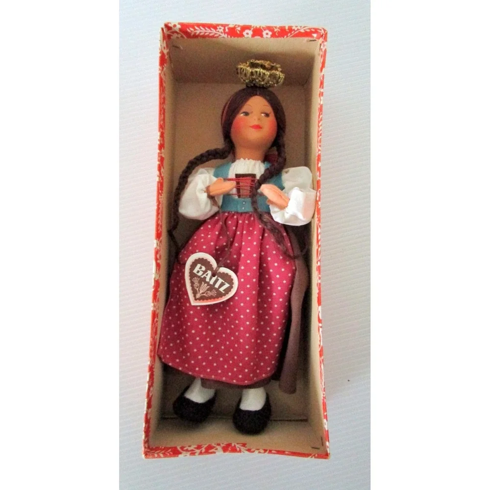 BAITZ Scraffrausen Doll 1960s Vintage Box & Tag Austria Folk Art Original 9